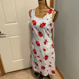 Dress Blue Red Roses Women Size 4 Vintage EUC